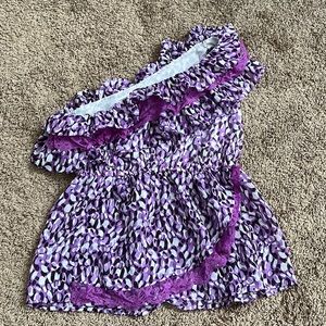 One Shoulder Ruffle Purple Shirt by Miroa